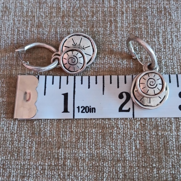 Silver Tone Hoop Dangle Earrings - Picture 2 of 7